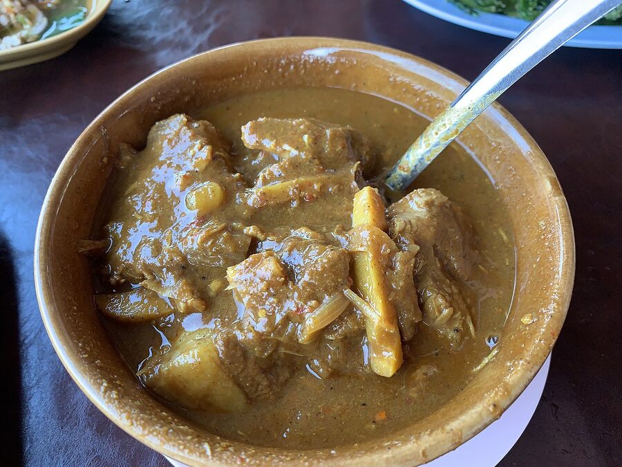 Gaeng hang lay Burmese-influenced pork belly curry with tamarind and ginger in northern Thailand