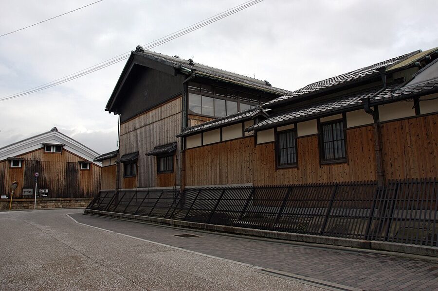 Historic sake brewing tools at Gekkeikan museum in Fushimi