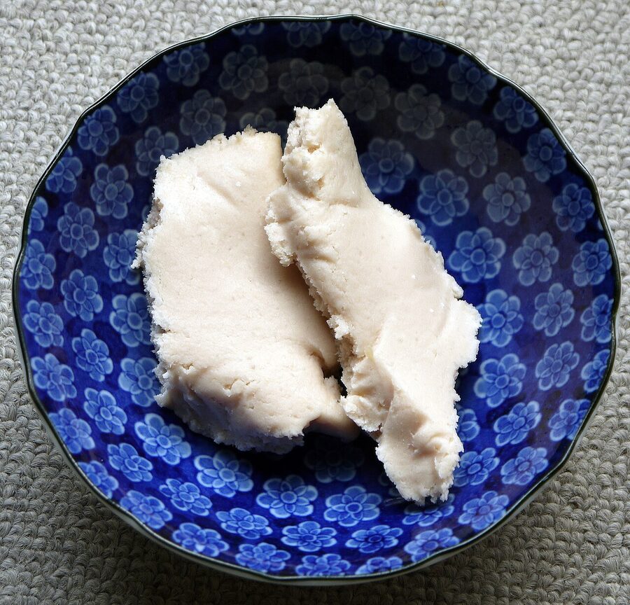Sake kasu (lees) byproduct of brewing, pressed into blocks