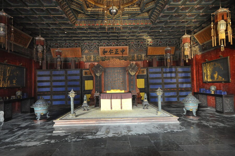 Interior of the Hall of Mental Cultivation Forbidden City
