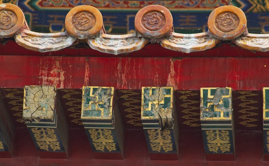Close-up of ornate Forbidden City roof detail