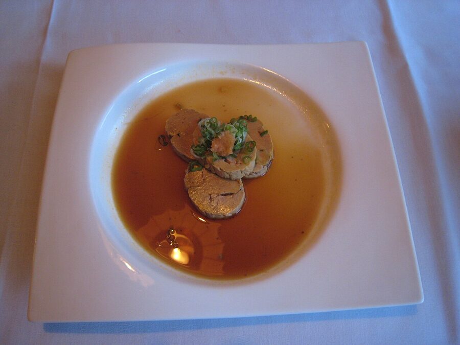 Ankimo monkfish liver served chilled with ponzu and scallions