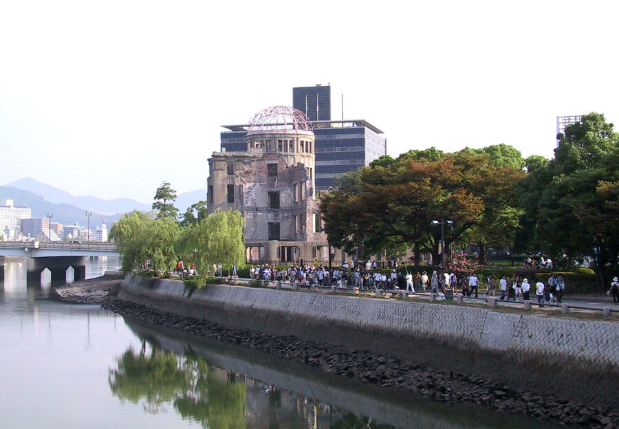 Genbaku Dome, Hiroshima Peace Memorial, in the city