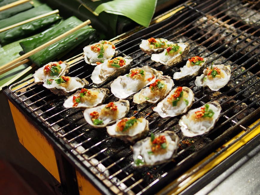 Grilled oysters with lemon and chili