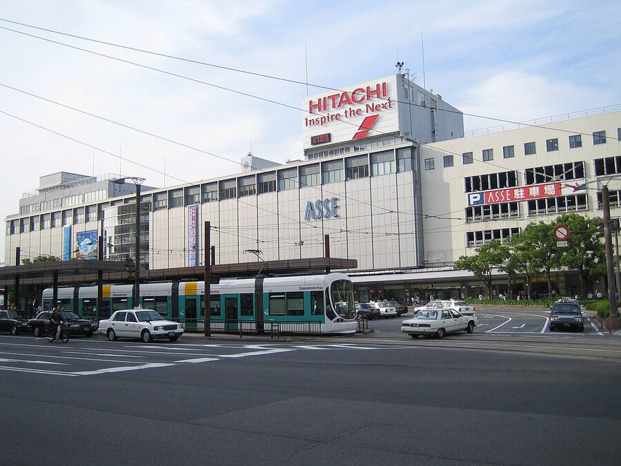 JR and Hiroden trams at Hiroshima Station
