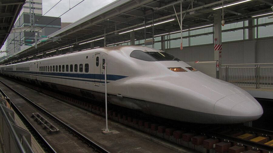 Shinkansen at a Japanese platform