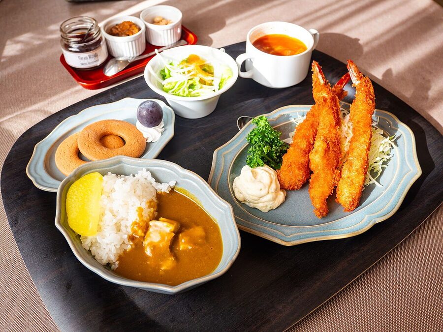 Meiji-era Western-style ebi fry set with rice and soup