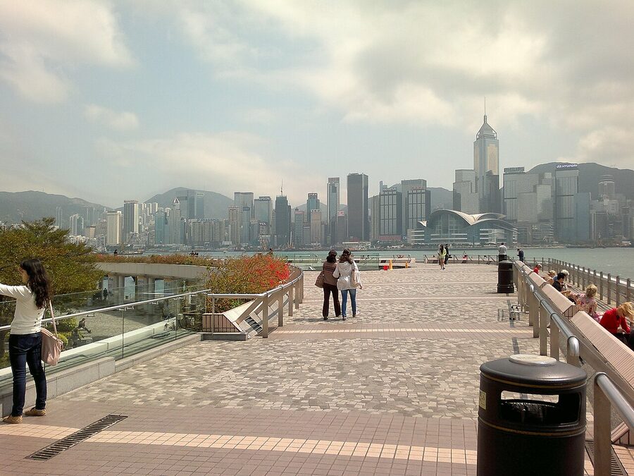 Tsim Sha Tsui promenade with Victoria Harbour view