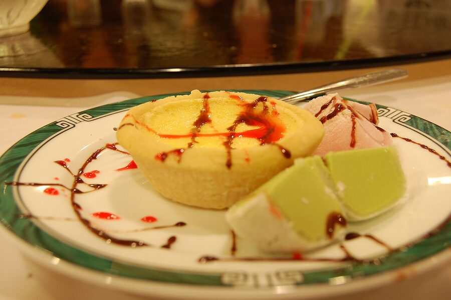 Hong Kong style egg tarts with flaky custard filling