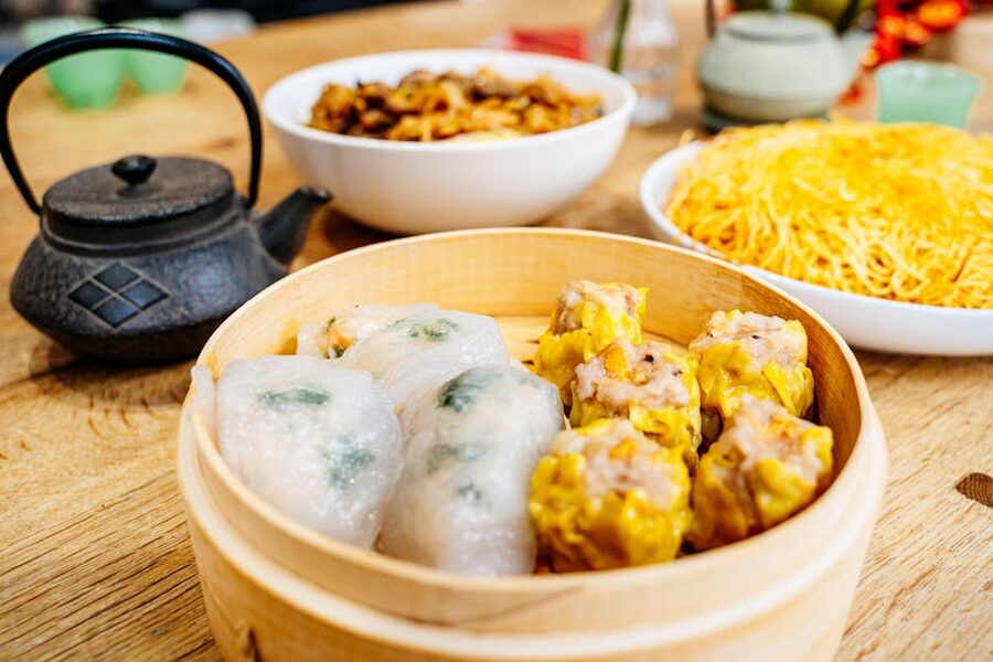 Dim sum with Chinese tea set