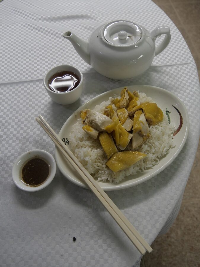 Teapot and cup of pu-erh tea at a Chinese restaurant