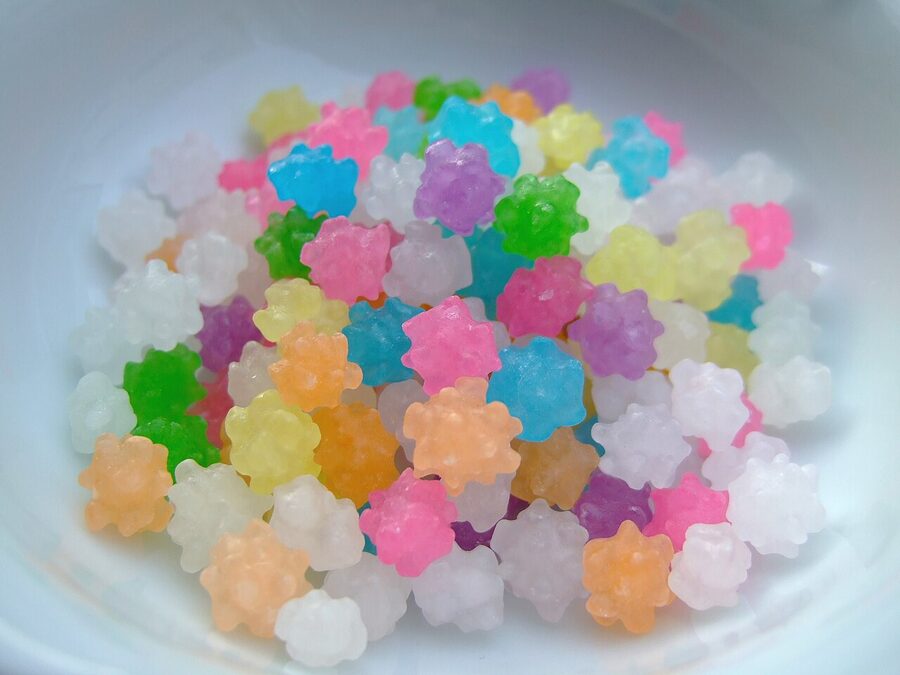 Bowl of konpeito sugar candy
