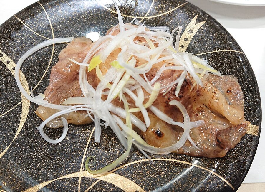 Matsusaka beef nigiri sushi on a plate