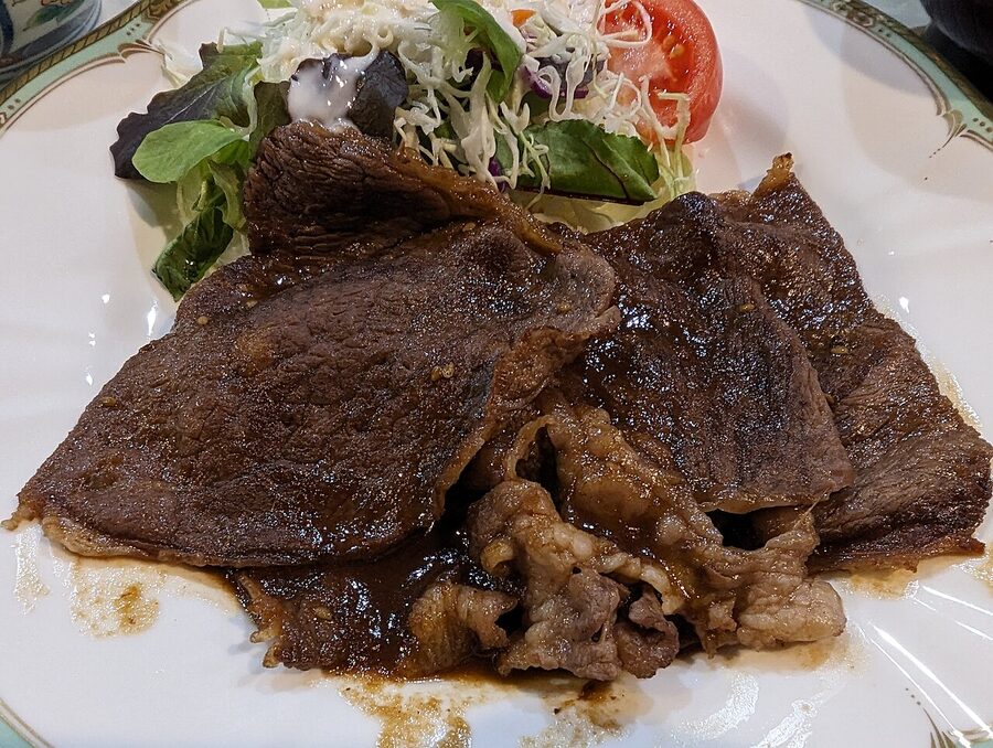 Yonezawa beef sukiyaki served at a ski pension in Yonezawa