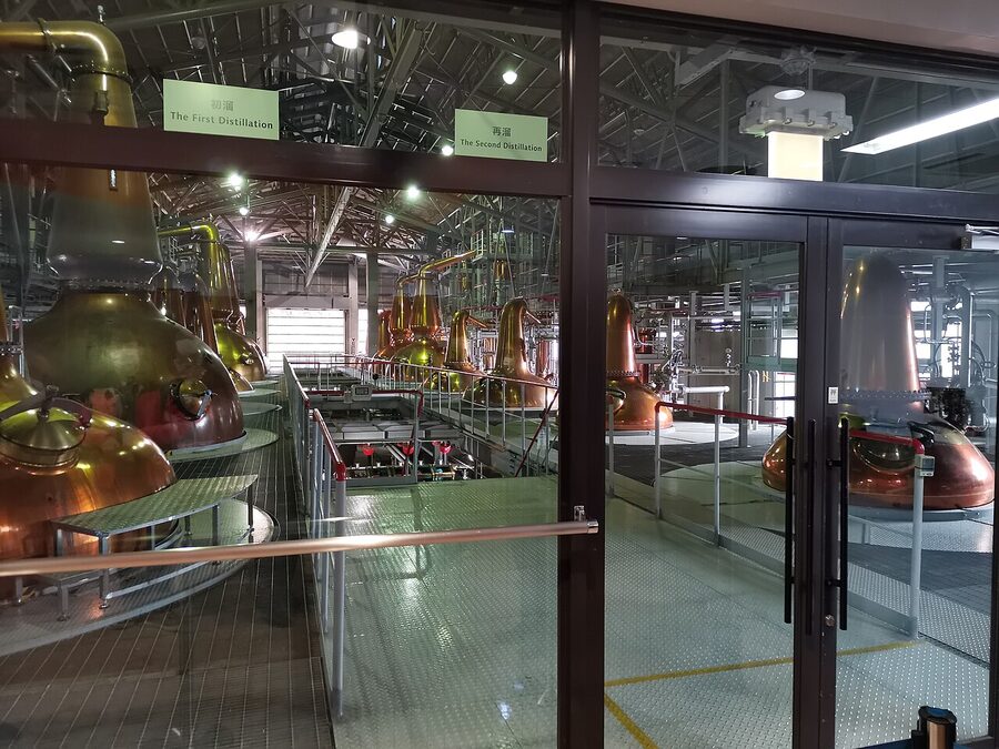 Copper pot still at Hakushu distillery in Yamanashi, Japan