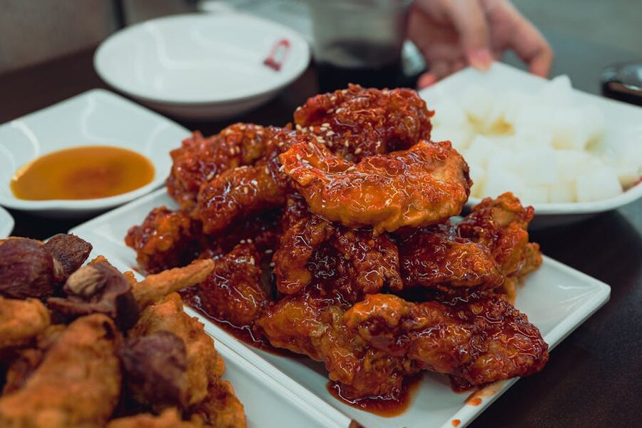Spicy Korean tteokbokki with ramen noodles at a Suwon restaurant