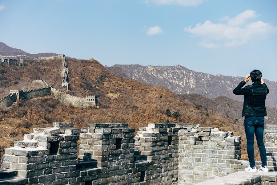 Mutianyu Great Wall watchtower under a blue sky