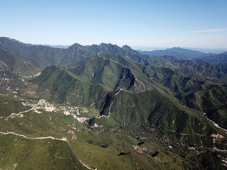 Aerial view of the Mutianyu Great Wall ridgeline