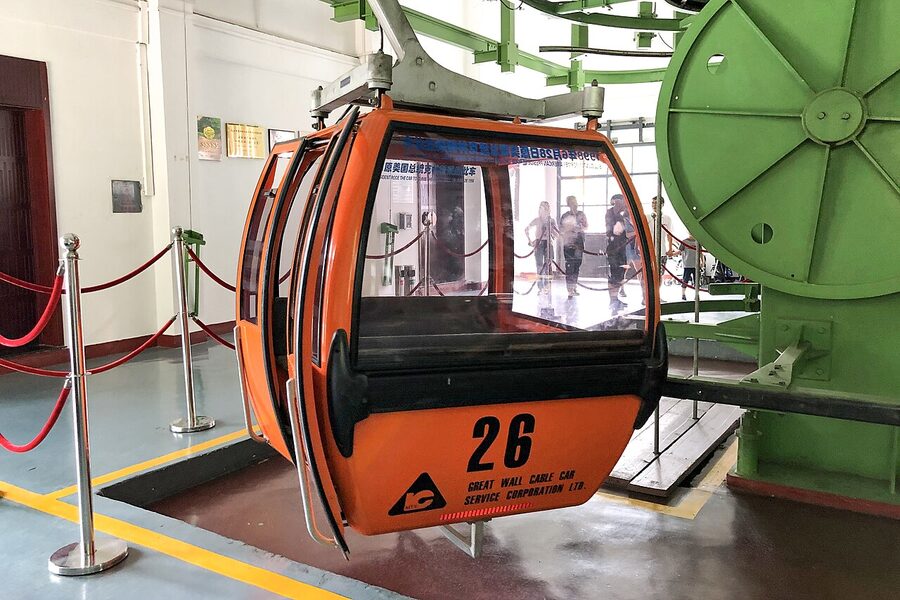 Mutianyu cable car gondola interior view