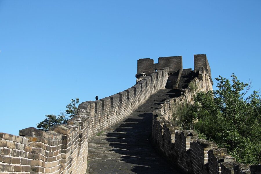 Mutianyu Great Wall in summer with lush green hills