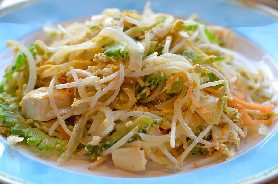 Goya champuru stir-fry with tofu bitter melon egg and pork