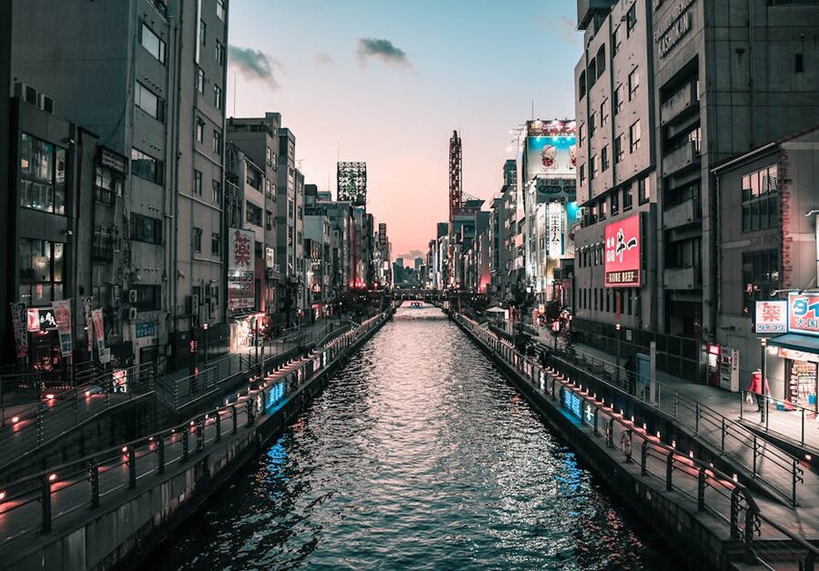 Dotonbori canal at twilight Osaka