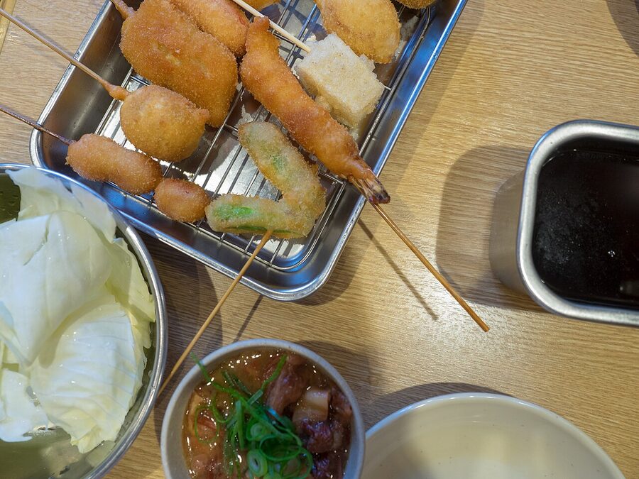 Kushikatsu fried skewers plate Shinsekai Osaka