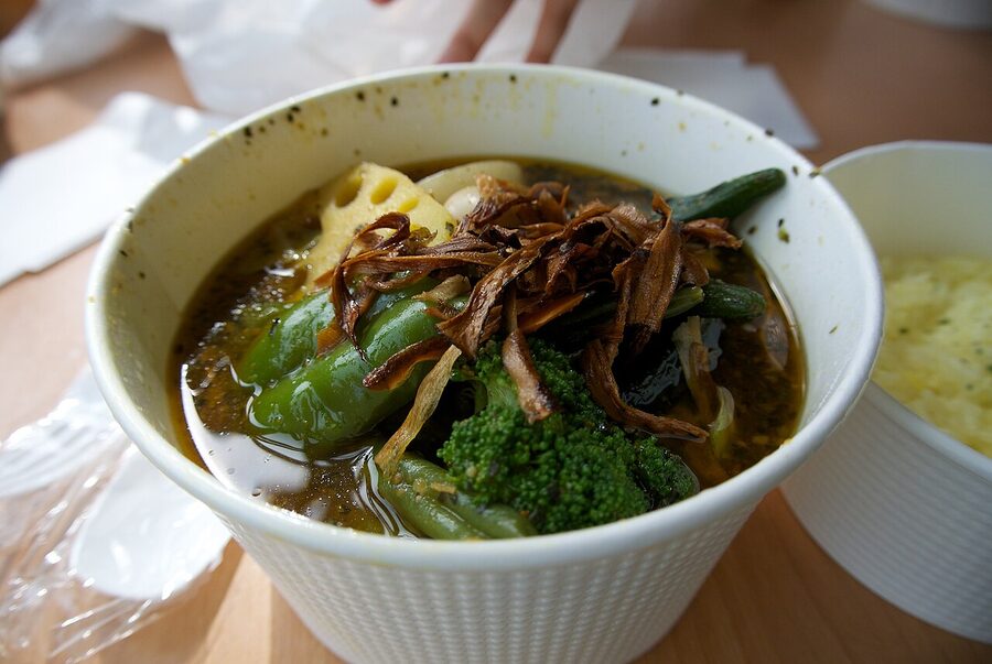 Sapporo soup curry with chicken and whole vegetables