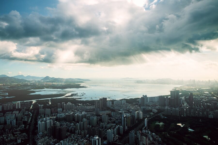 Shenzhen skyscrapers and cityscape panoramic view