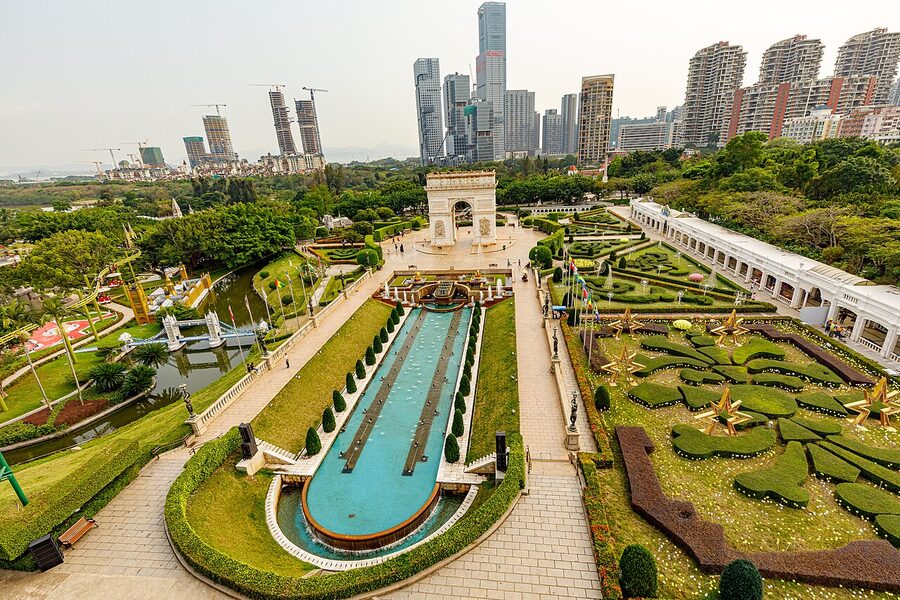 Window of the World theme park in Shenzhen with replica landmarks