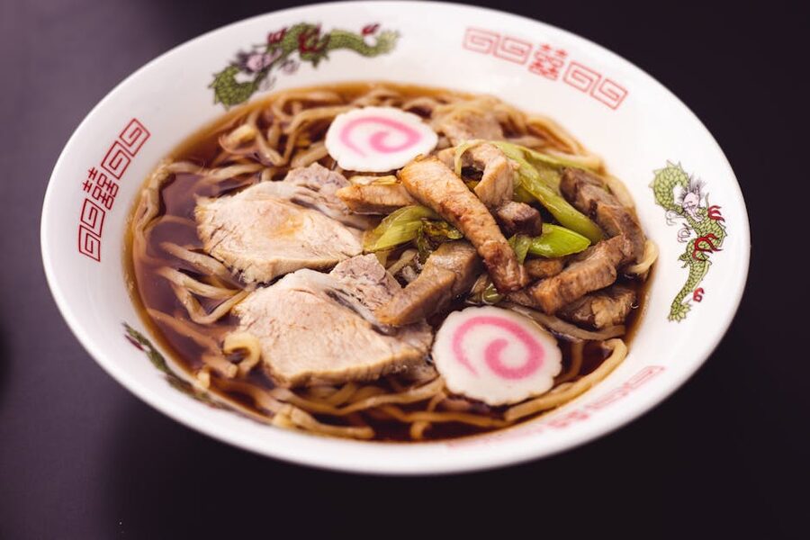 Japanese ramen bowl with noodles and toppings