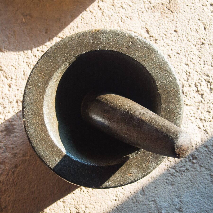 Thai stone mortar and pestle for pounding curry paste