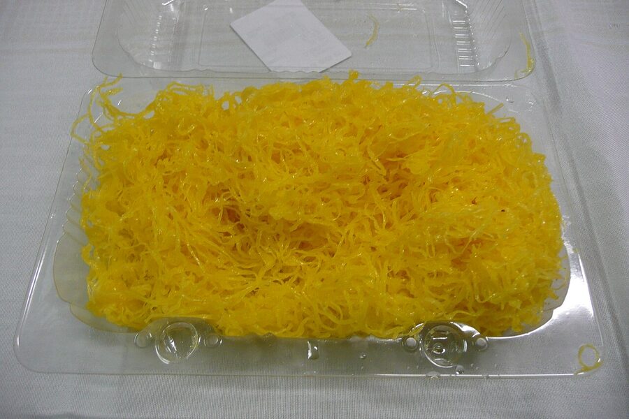 Fios de ovos, Portuguese egg-yolk threads, the precursor to Thai foi thong