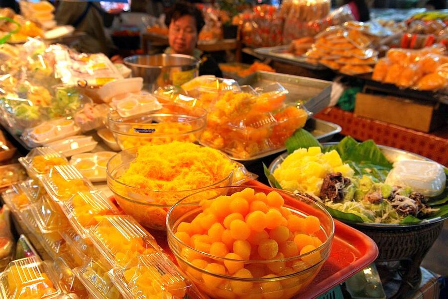 Thai sweets sold at Thanin Market, Chiang Mai