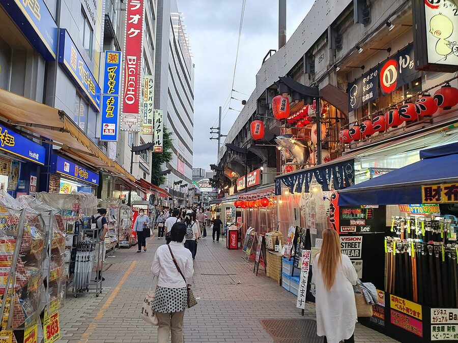 Ameyoko shopping street in Ueno by day