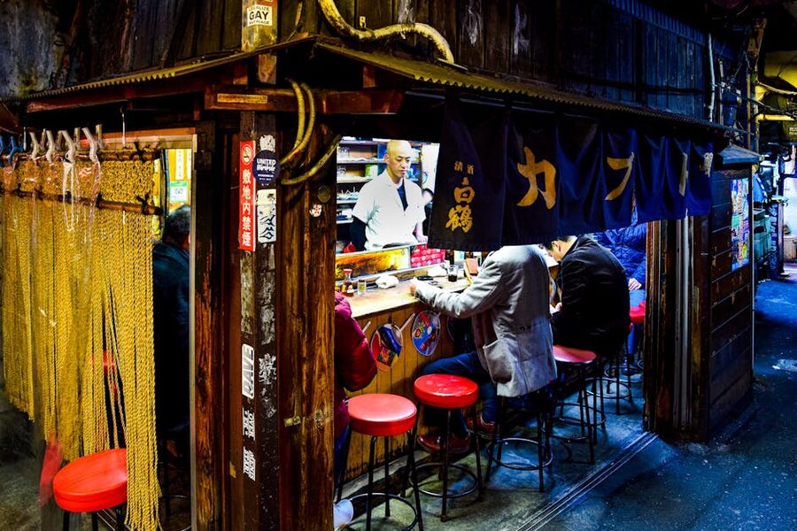Omoide Yokocho Memory Lane in Shinjuku at night