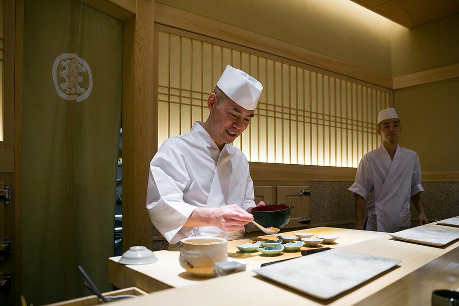 Sushi Saito interior counter, Tokyo