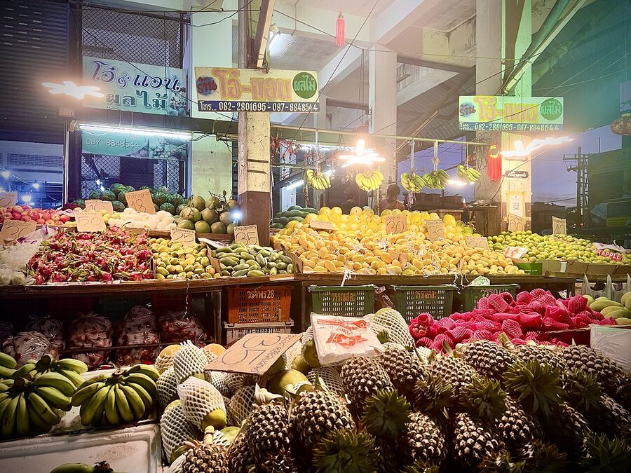 Morning fruit market in Krabi, Thailand