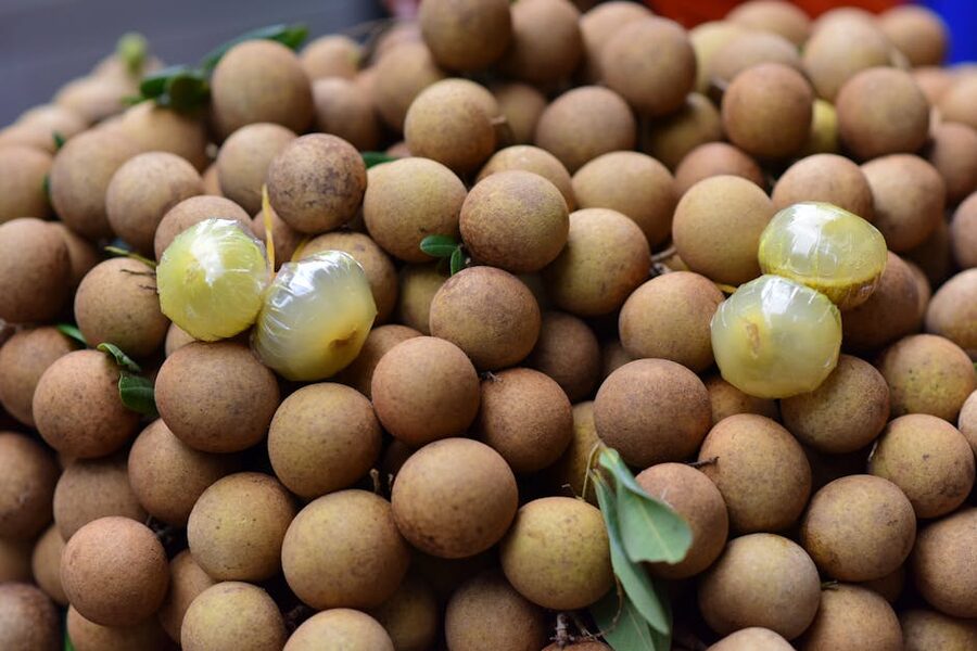 Close-up of fresh longan fruits