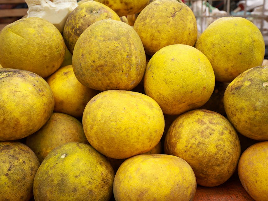 Pomelos piled at a Vietnam market