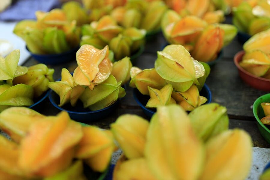 Starfruit at an outdoor market display