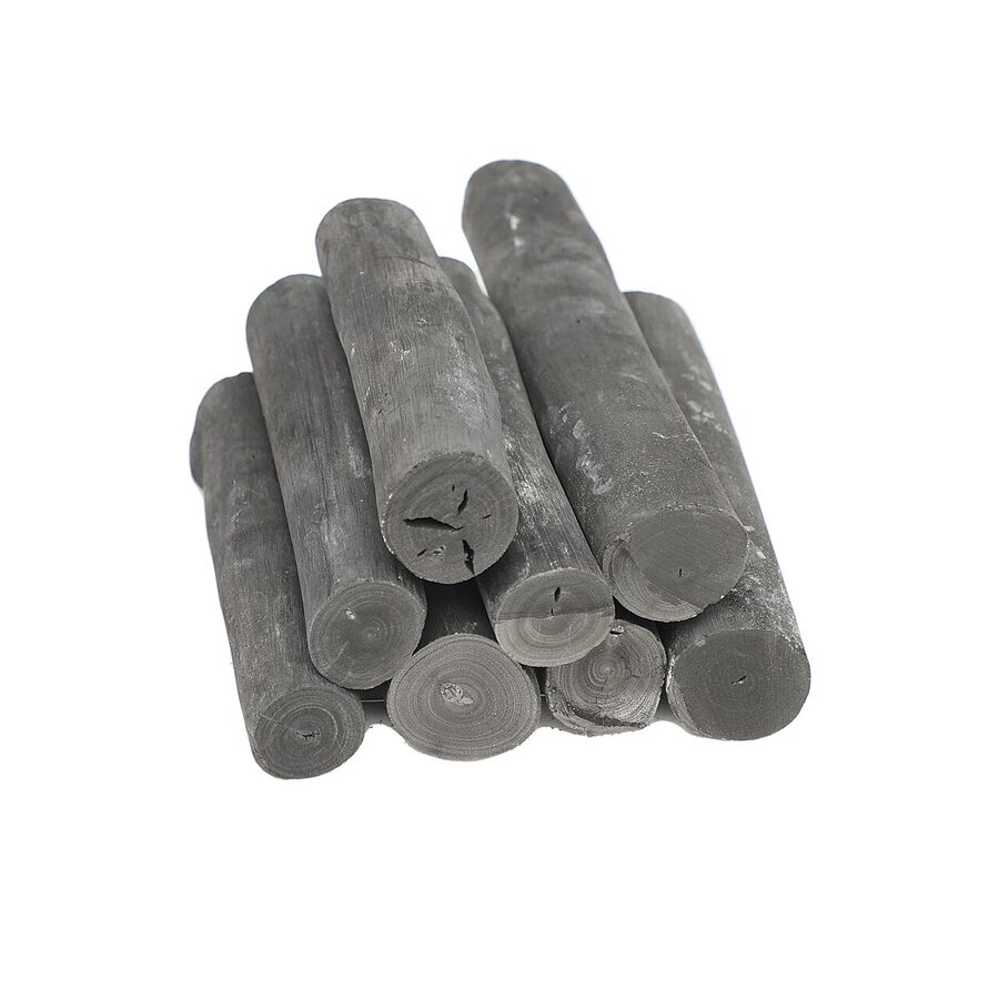 Binchotan charcoal sticks lined up before lighting