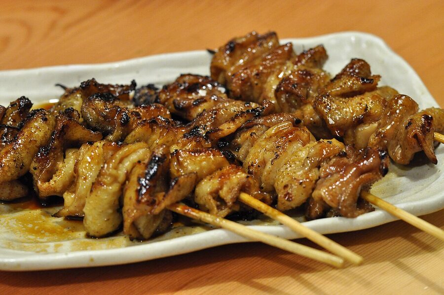 Momo, chicken thigh skewer, the standard yakitori order