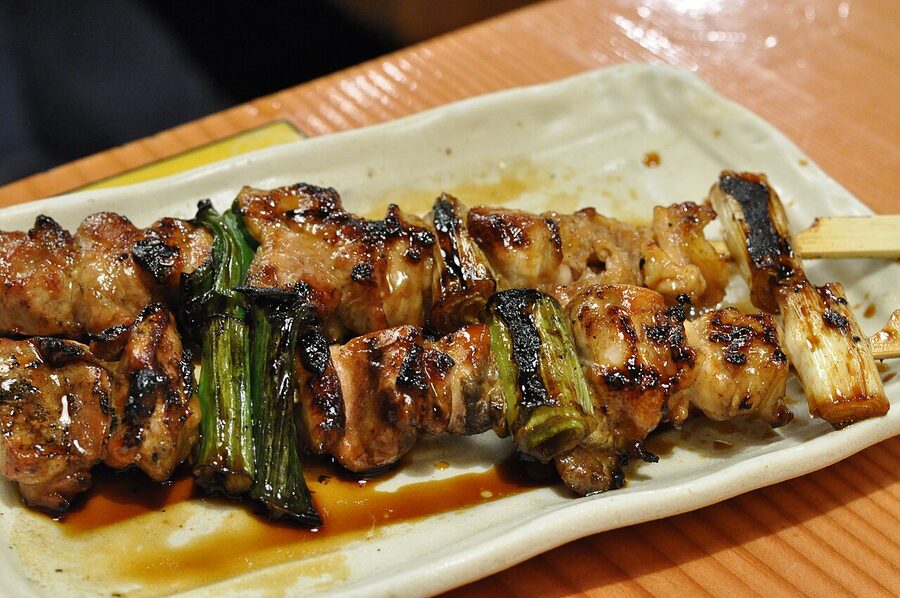 Negima, chicken thigh and Welsh onion skewer