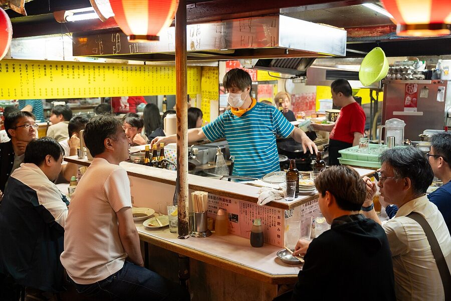 Omoide Yokocho alley filled with yakitori counters